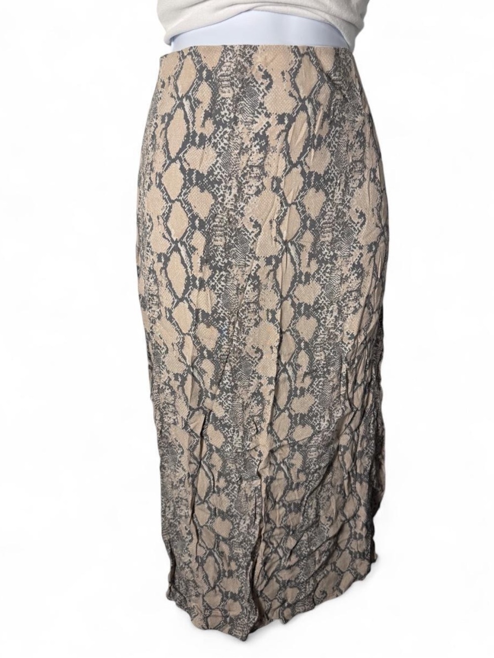American Eagle Outfitters Beige and Gray Snake Print Maxi Skirt